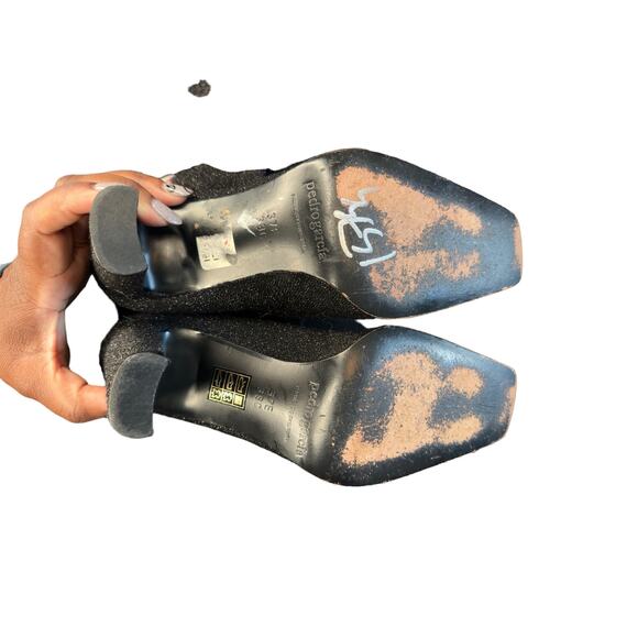 Pedro Garcia Boots Black Silver Metallic Square Toe Date Night Sock Boot Size 7 - Picture 7 of 9